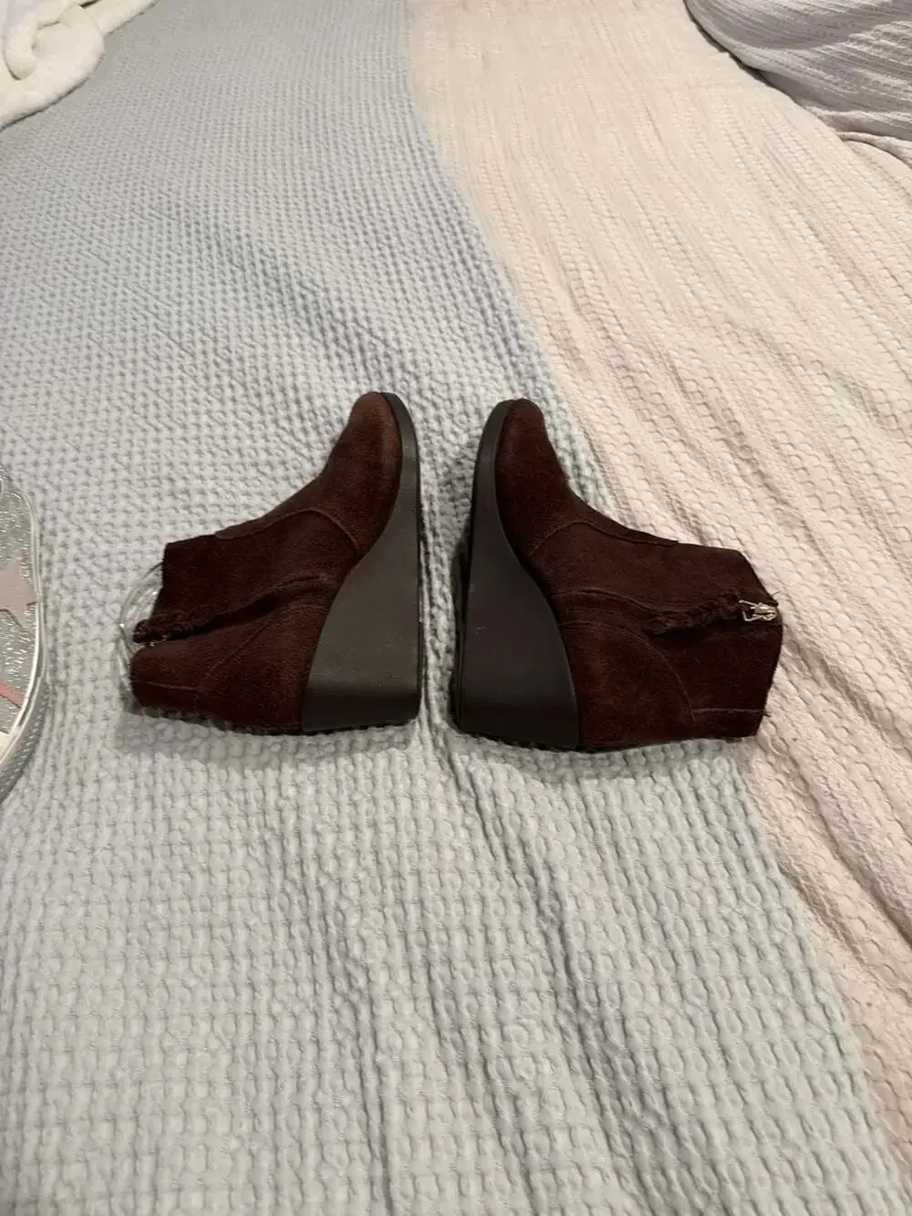 Crocs Leigh Suede Wedge Ankle Booties in Espresso Brown